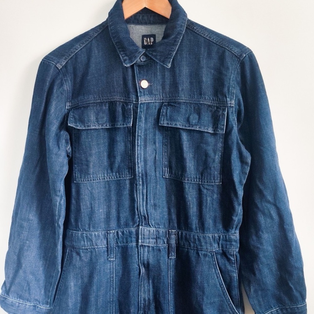 GAP Women's Denim Cargo Overall Jumpsuit - Picture 4 of 8